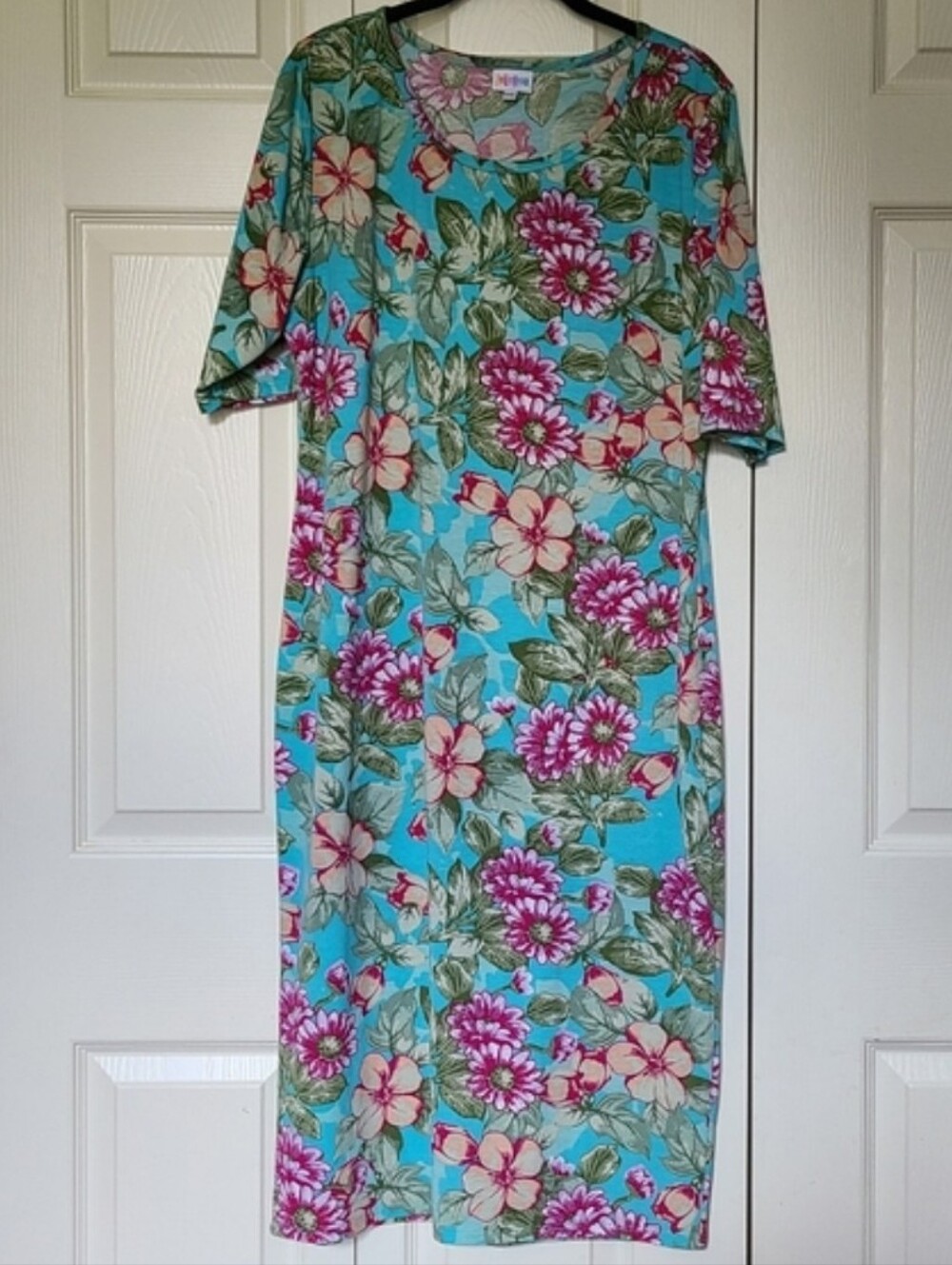 Turquoise Floral LuLaRoe Julia Dress Wine Pink & Peach Cream Flowers  Size XXL - Picture 7 of 7